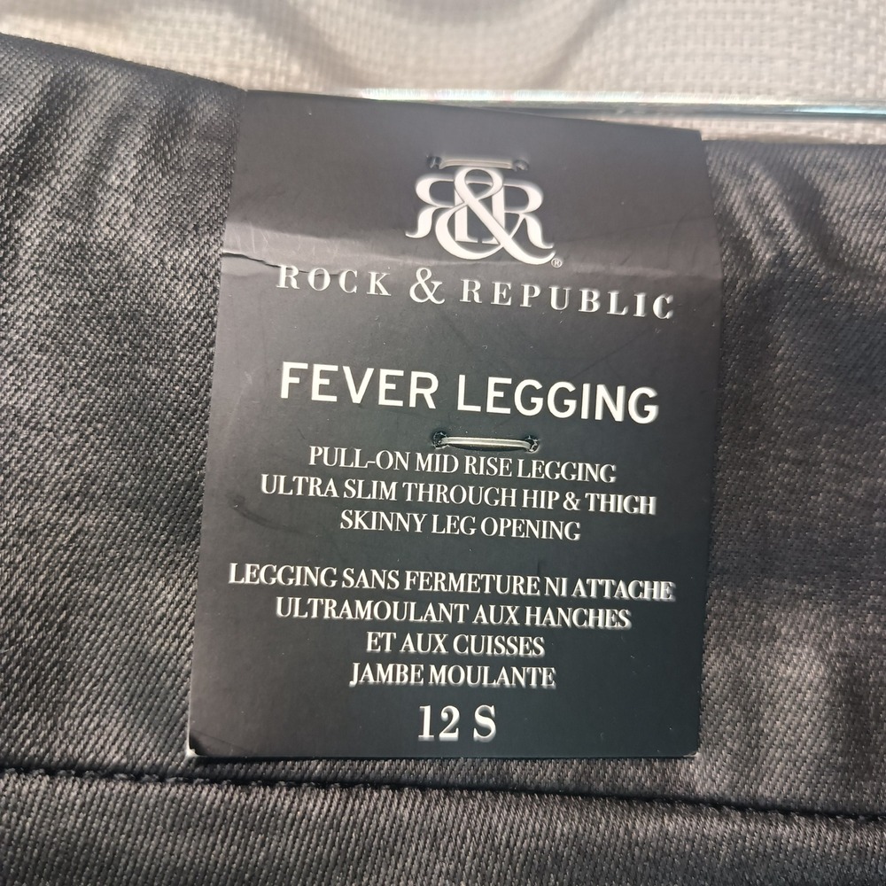 Rock & Republic Fever Legging Black Coated Denim Rx Pull On Skinny Pants 12S NEW - Picture 8 of 8